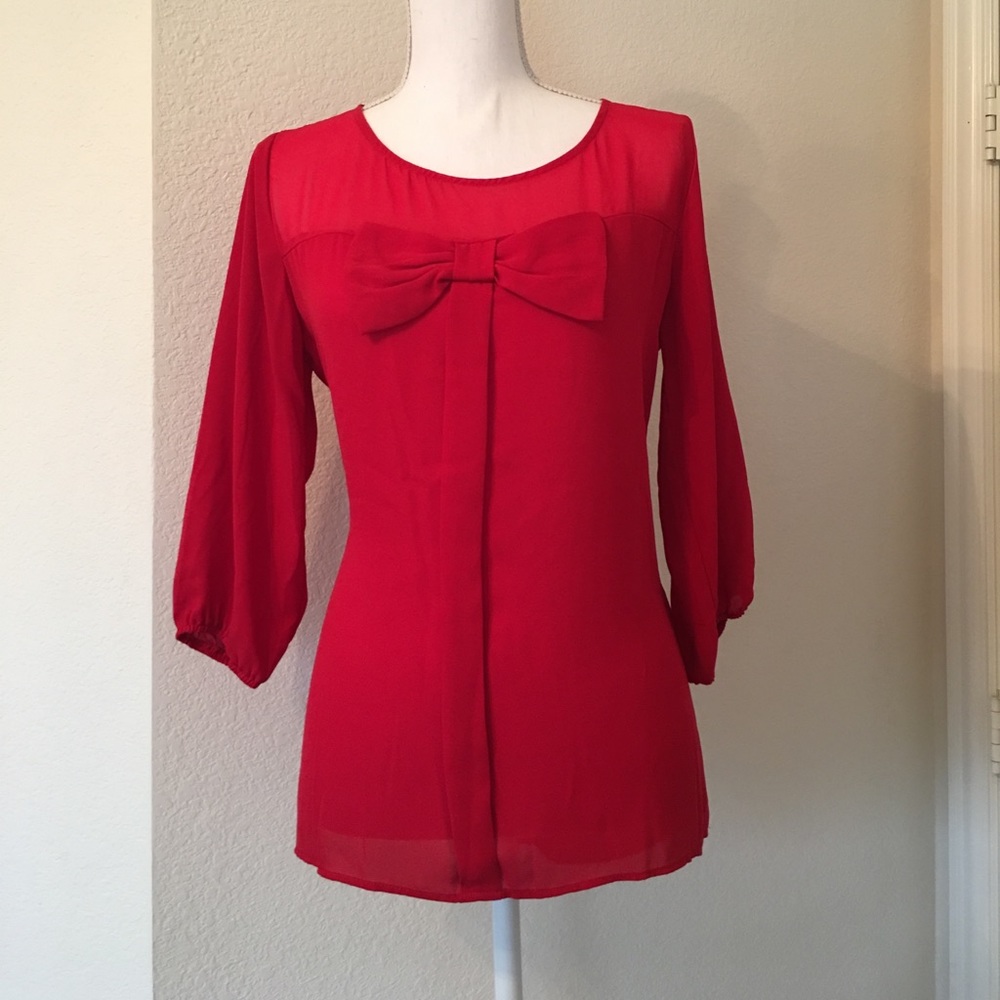 Love and Haight Red Bow Blouse